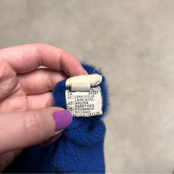 Vintage Benetton Made in Italy Blue Wool Rabbit Hair Sweater Vest Size EU 48 - Picture 6 of 11